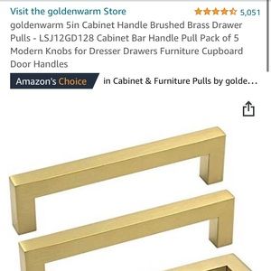 Set of 5 cabinet pulls brass